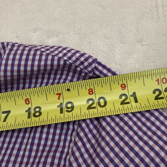 Johnnie O Long Sleeve Button Down Shirt Mens LARGE Purple Gingham Preppy - Picture 10 of 13